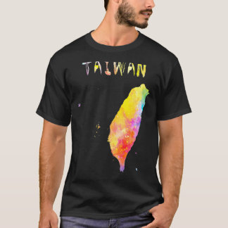 数々の水彩台湾地図デジタルアートワーク Tシャツ
