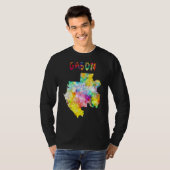 数々の水彩画ガボン地図デジタルアートワーク Tシャツ (正面フル)