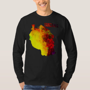 数々の水彩画タンザニア地図デジタルアートワーク Tシャツ
