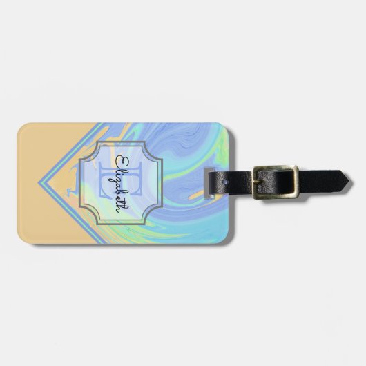 数々の渦絵を描 |イニシャル文字モノグラム ラゲッジタグ (正面横)