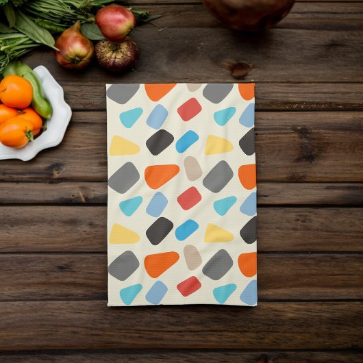 数々の白い背景の小石 キッチンタオル