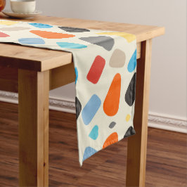 数々の白い背景の小石 ロングテーブルランナー