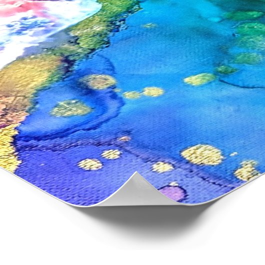 数々の着色金ゴールドアクリル絵画抽象芸術アート ポスター (角)