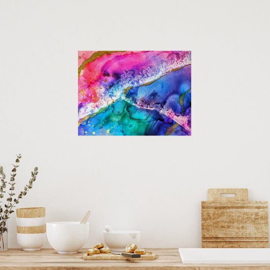 数々の着色金ゴールドアクリル絵画抽象芸術アート ポスター (キッチン)