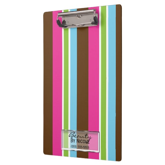 数々の色おもしろい明るいはっきりしたカラフルストライプ クリップボード (左)
