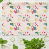 数々の色とモダン明るいメリークリスマス キッチンタオル (折り畳み)