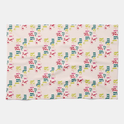 数々の色とモダン明るいメリークリスマス キッチンタオル (横)