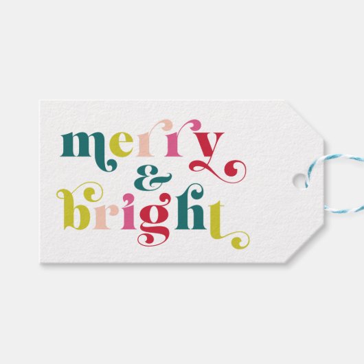 数々の色とモダン明るいメリークリスマス ギフトタグ (正面(横))