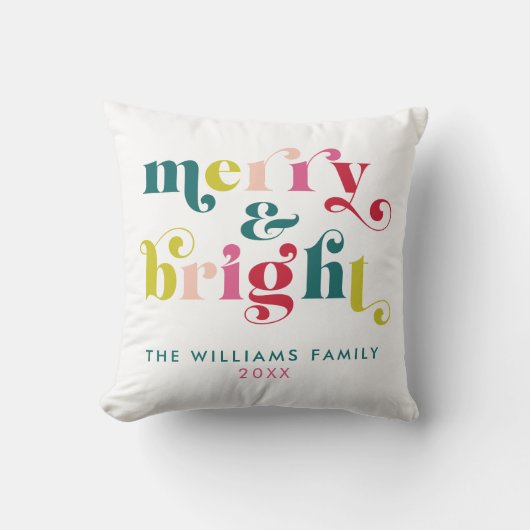 数々の色とモダン明るいメリークリスマス クッション (正面)