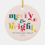 数々の色とモダン明るいメリークリスマス セラミックオーナメント (正面)