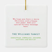 数々の色とモダン明るいメリークリスマス セラミックオーナメント (裏面)