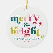 数々の色とモダン明るいメリークリスマス セラミックオーナメント (正面)