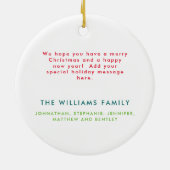 数々の色とモダン明るいメリークリスマス セラミックオーナメント (裏面)