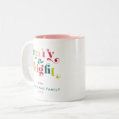 数々の色とモダン明るいメリークリスマス ツートーンマグカップ (正面左)