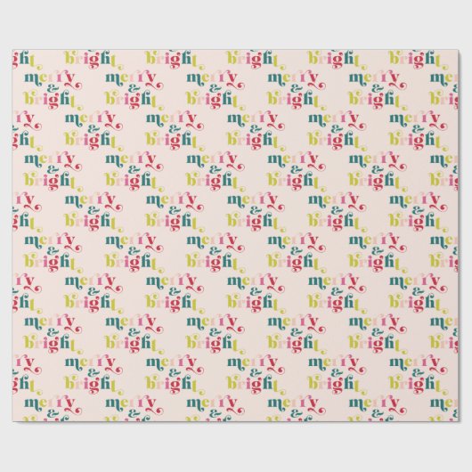 数々の色とモダン明るいメリークリスマス ラッピングペーパー (フラット)