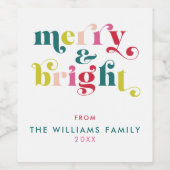 数々の色とモダン明るいメリークリスマス ワインラベル (シングルラベル)