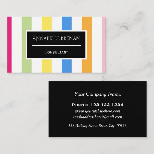 数々の色のはっきりしたストライプ目を引く 名刺 (正面/裏面)