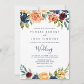 数々の色のエレガントフローラの前と後結婚ろの入力 招待状 (正面)