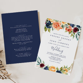 数々の色のエレガントフローラの前と後結婚ろの入力 招待状