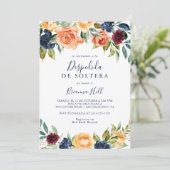 数々の色のエレガントフローラスペインのブライダルシャワー 招待状 (スタンド正面)