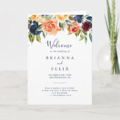 数々の色のエレガントフローラ折り畳み結婚式 プログラム (正面)