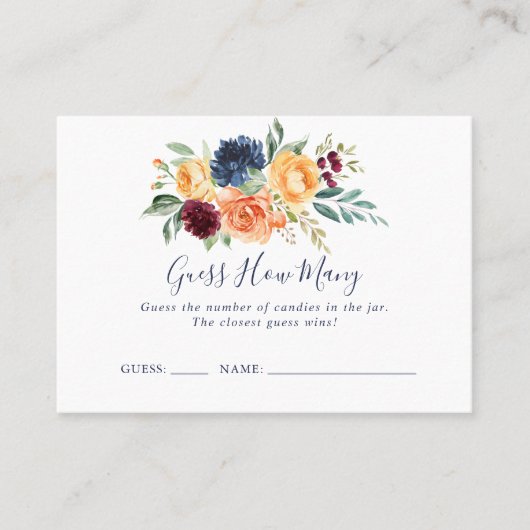 数々の色のエレガントフローラ数の推測 名刺 (正面)