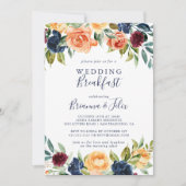 数々の色のエレガントフローラ結婚の朝食 招待状 (正面)