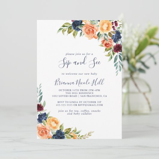 数々の色のエレガントフローラ 招待状 (スタンド正面)