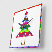 数々の色のクリスマスツリー スクエア壁時計 (傾斜)