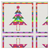 数々の色のクリスマスツリー ファブリック (クローズアップ)