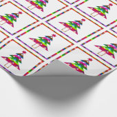 数々の色のクリスマスツリー ラッピングペーパー (角)