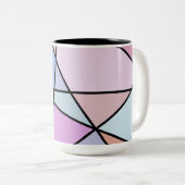 数々の色のジオメトリックな線と形状 ツートーンマグカップ (正面右)
