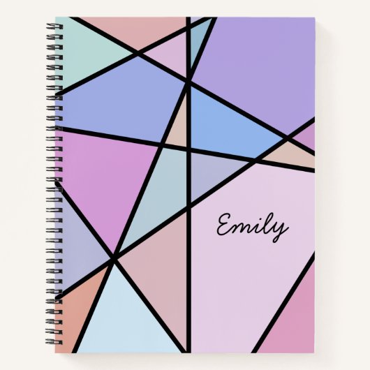 数々の色のジオメトリックな線と形状 ノートブック (正面)