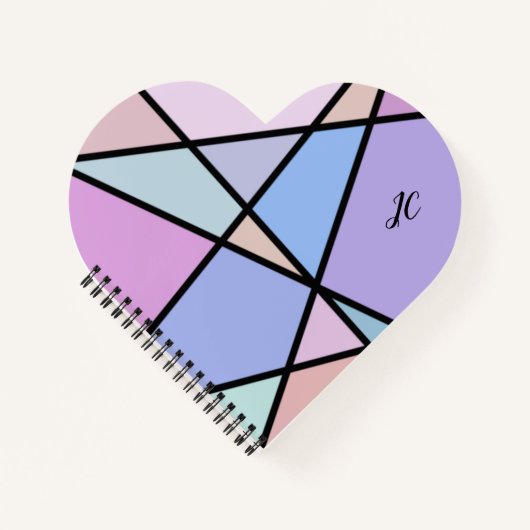 数々の色のジオメトリックな線と形状 ノートブック (正面)