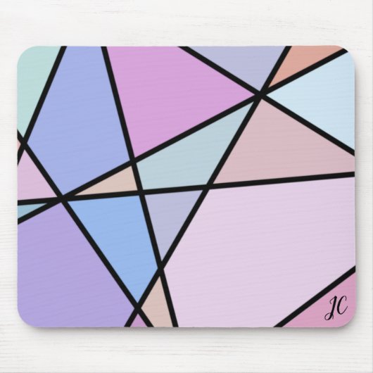 数々の色のジオメトリックな線と形状 マウスパッド (正面)