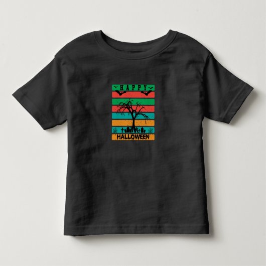 数々の色のストライプこうもりと木の墓地 トドラーTシャツ (正面)