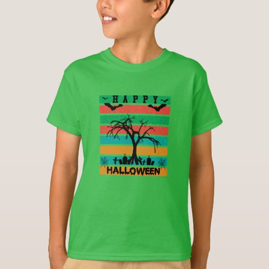 数々の色のストライプこうもりと木の墓地 Tシャツ (正面)