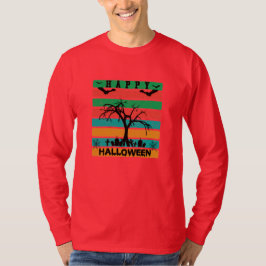 数々の色のストライプこうもりと木Tの墓地 Tシャツ