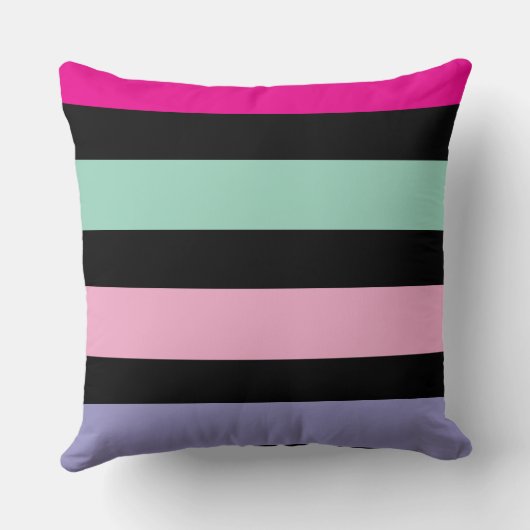 数々の色のストライプの居心地 クッション (裏面)