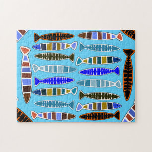 数々の色のストライプの魚サンダー_コーブ ジグソーパズル