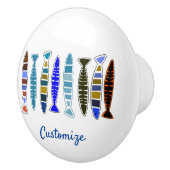 数々の色のストライプの魚サンダー_コーブ セラミックノブ (右)