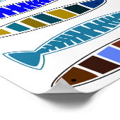 数々の色のストライプの魚サンダー_コーブ ポスター (角)