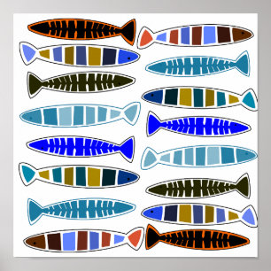 数々の色のストライプの魚サンダー_コーブ ポスター