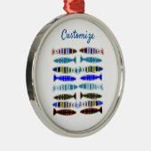 数々の色のストライプの魚サンダー_コーブ メタルオーナメント (右)