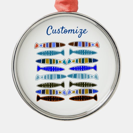数々の色のストライプの魚サンダー_コーブ メタルオーナメント (正面)