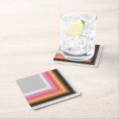 数々の色のストライプ四角 スクエアペーパーコースター (インサイチュ)