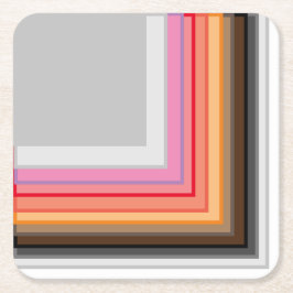 数々の色のストライプ四角 スクエアペーパーコースター