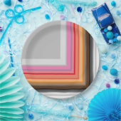 数々の色のストライプ四角 ペーパープレート (パーティー)