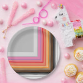 数々の色のストライプ四角 ペーパープレート (パーティー)