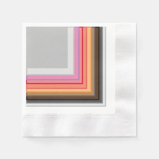 数々の色のストライプ四角 縁ありカクテルナプキン (正面)